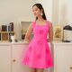 Fashionable and casual short versatile vest skirt 2025 spring women's retro sleeveless square collar high-end three-dimensional floral dress