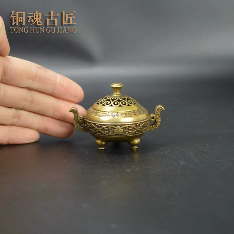 中国　古銅　双耳小瓶　香炉　C　R5070 中国古銅双耳小瓶香炉CR5070