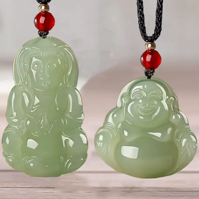 セール Y31)中国和田玉水滴形精彫笑仏弥勒仏像玉牌玉吊墜開運玉器貴重
