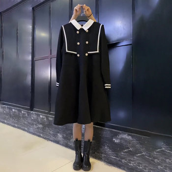 Large size women's fat sister autumn and winter college wind dress
