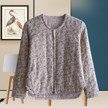 
Autumn and winter new floral casual jacket mother's small cotton-padded jacket