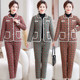 New autumn and winter mother's long-sleeved cotton coat and cotton pants two-piece suit large size loose three-layer thickened cotton coat warm winter clothing