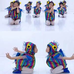 Little fish blowing bubbles costumes Little fish blowing bubbles costumes Animal children colorful fish dance costumes fish costumes
