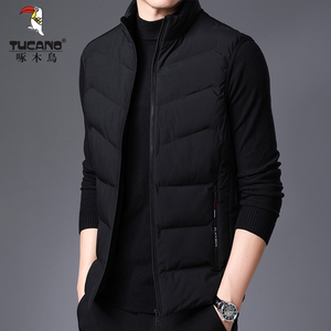 
Woodpecker Down Cotton Warm Vest Silk Floss Vest Men's Autumn and Winter Casual Lightweight Vest Thickened Jacket