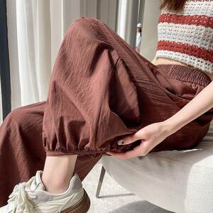 
Ice silk quick-drying lantern sweatpants for women in summer thin casual Yamamoto pants high waist loose tying feet nine-point harem pants
