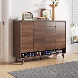 Modern Entryway Shoe Cabinet for Home Use, New Chinese-Style Solid Wood Frame, Large Capacity, Latest Model for Indoor Foyer