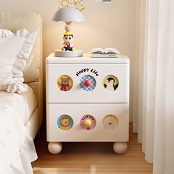 Yangman Cream Style Solid Wood Dopamine Bedside Cabinet for Home Bedroom Cartoon Girl Children's Room Storage Cabinet
