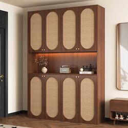 Wangka Be Rattan Shoe Cabinet for Home Use, Indoor Entryway, Hallway, Corridor, Integrated Against the Wall, Multi-Layer, Large Capacity