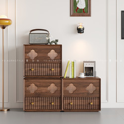 Yingshang Solid Wood Tv Cabinet, Living Room Mid-Century Style Floor-Standing Carmen Cabinet, Black Walnut Modular Side Cabinet