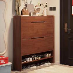 Meng Xiaoxiong Solid Wood Shoe Cabinet, 25cm Wide, Ultra-Thin Flip-Top Design, for Home Entrance, Hallway, Living Room, Balcony Storage Cabinet