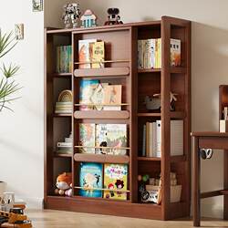 Wangkabe All-Solid Wood Children's Bookcase Floor-Standing Storage Rack Bedroom Bookshelf Living Room Wall-Mounted Storage Rack Home Multi-Layer