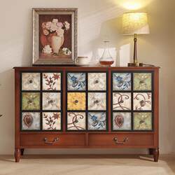 Meng Xiaoxiong American-Style Chest of Drawers, Solid Wood Drawer Storage Cabinet, Painted Wall-Mounted Bedroom Storage Cabinet, Home Living Room Retro