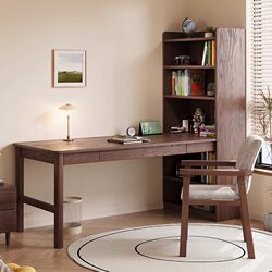 Zhaojiang Shijia Solid Wood Corner Desk with Bookshelf Integrated Desk Study Room Office Computer Desk Home Bedroom Study Desk