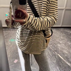 Summer Lazy Sun-Protective Linen Lyocell Striped Relaxed Long-Sleeve Loose T-Shirt, Oversized Fit, Slimming Effect, Paper-Thin Style