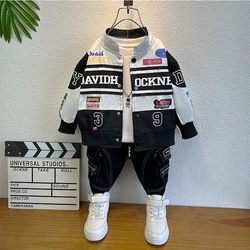 Children's Clothing Boys' Autumn Jacket Racing Suit 2025 New Baby Baseball Jacket Kidsren's Boys' Spring and Autumn Motorcycle Suit