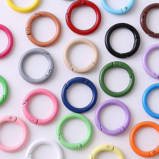 25mm painted spring buckle colored metal spring buckle painted opening ring small DIY round keychain accessories
