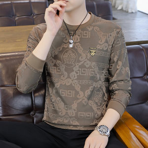 
Sweatshirt men round neck pullover tops youth trendy men long-sleeved T-shirt autumn thin bottoming shirt casual autumn clothes