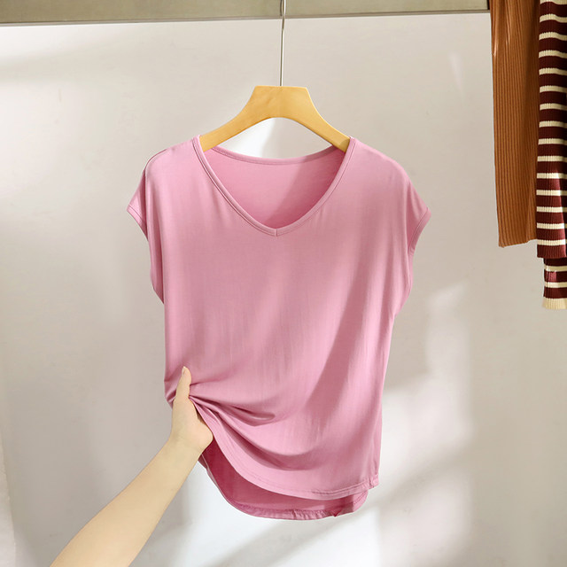 Modal V -neck versatile sleeveless top Female summer thin exterior ...