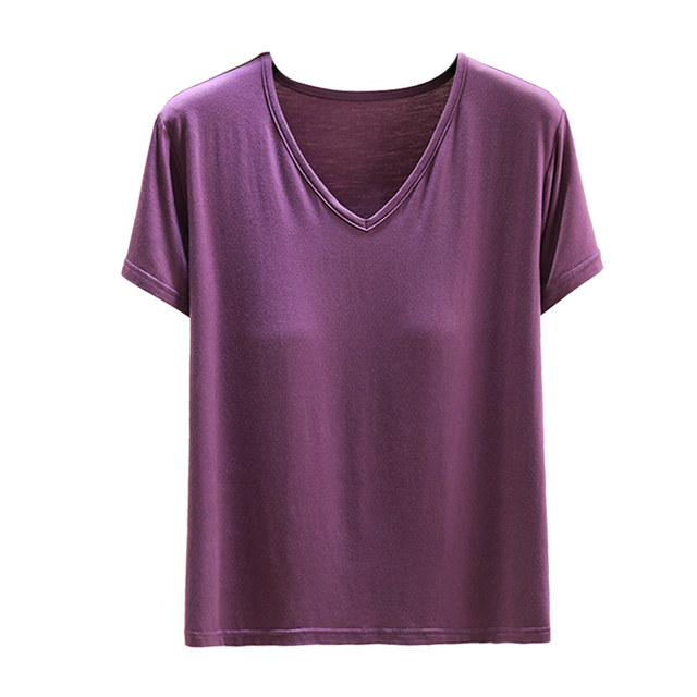 Modal V Neck Padded Short Sleeved T Shirt For Women In Summer Thin