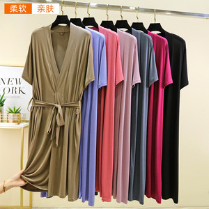 
Modal Women's Dressing Robe 2025 Summer New Short Sleeve Bathrobe Loose Long Home Suit Large Size Home Pajamas