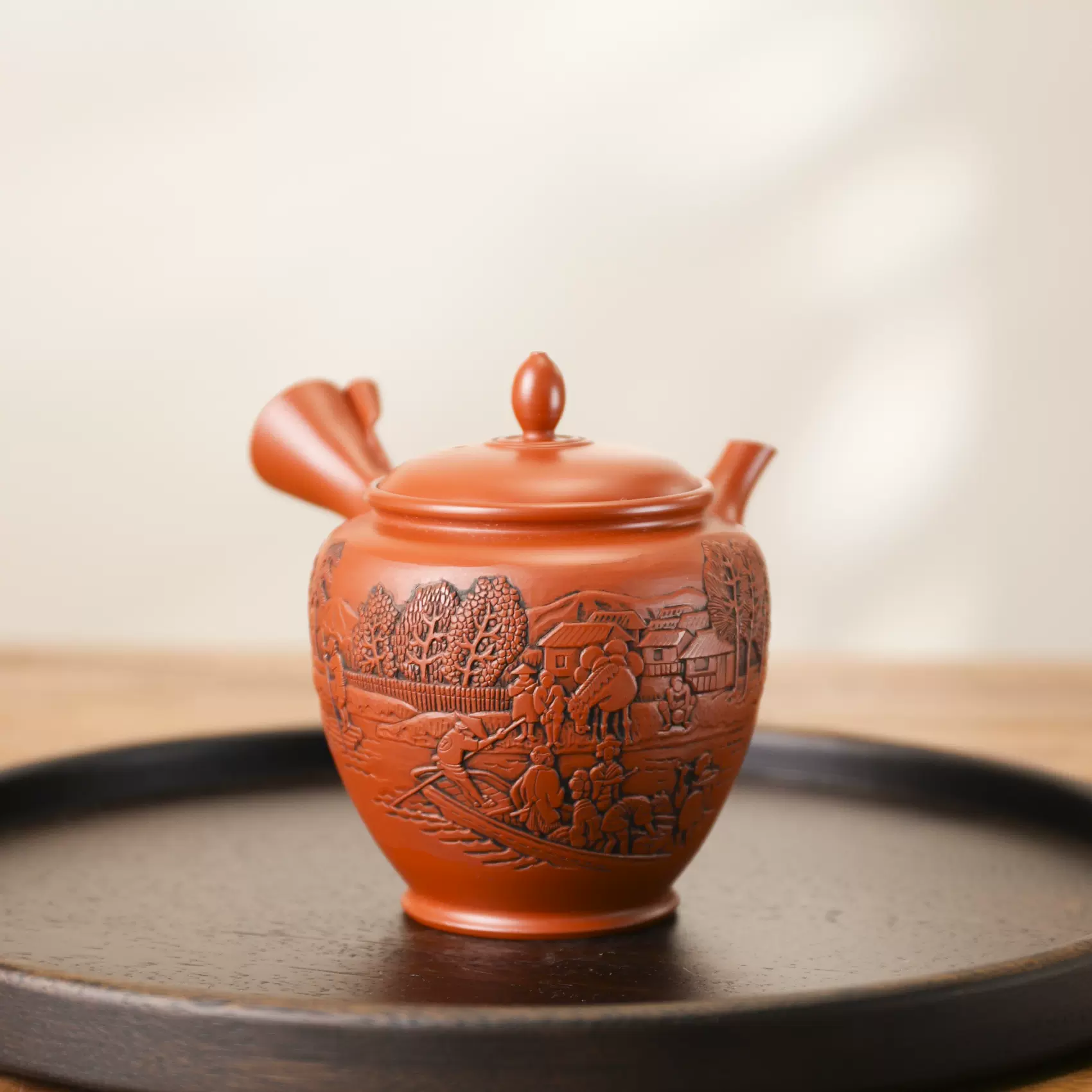 古越前焼三耳付大壺サマー感謝セールです❣️ 日本常滑烧侧把壶急须已故名家久田胜石雕刻