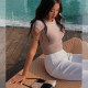 ITSNIKAR European and American hot girls retro slim round neck short sleeve sexy high waist slim summer T-shirt top for women