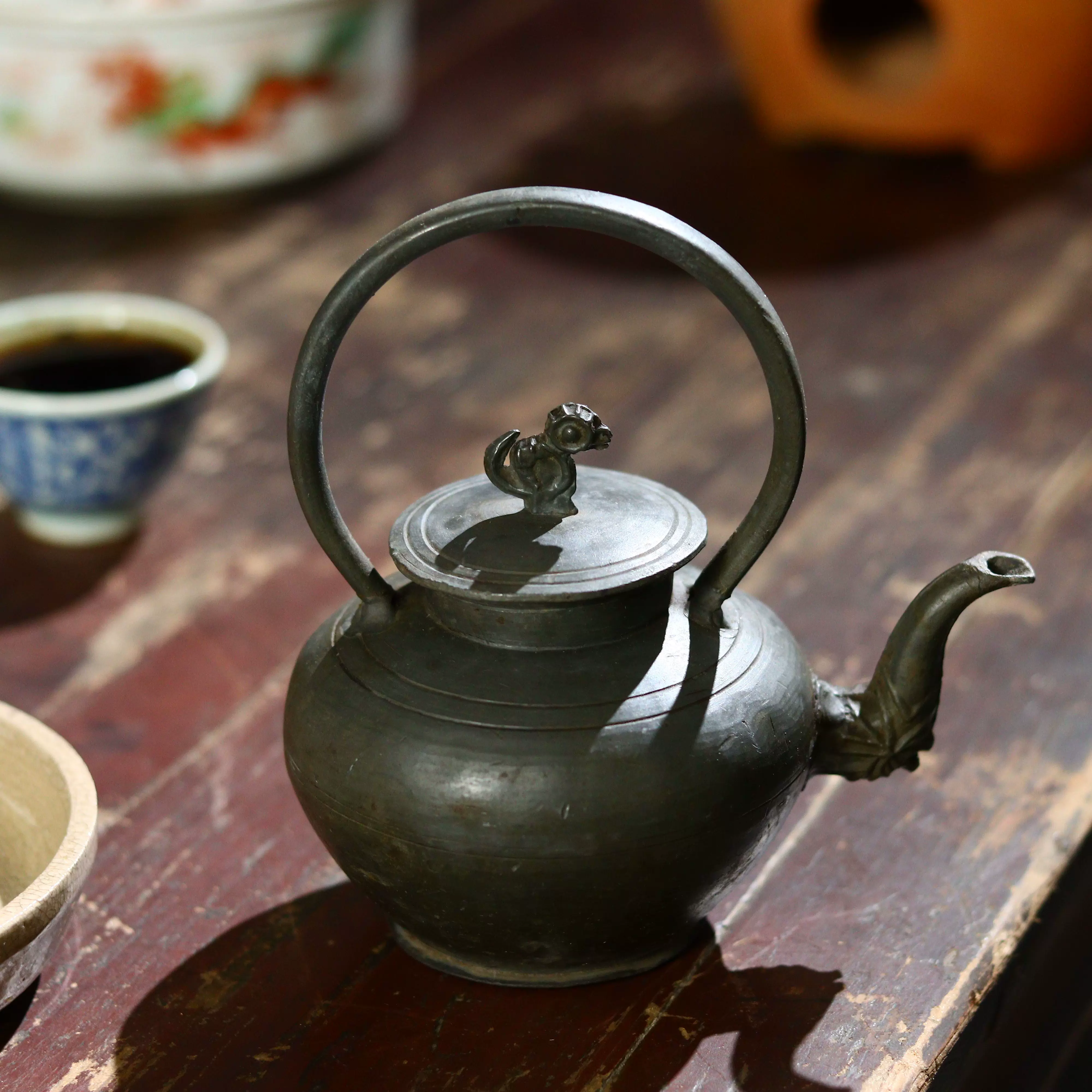 晚清民国老锡器提梁壶老茶壶酒壶公道壶中式酒