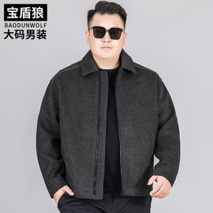 Winter new style lapel woolen jacket men's large size warm coat fat man fashion short style woolen coat