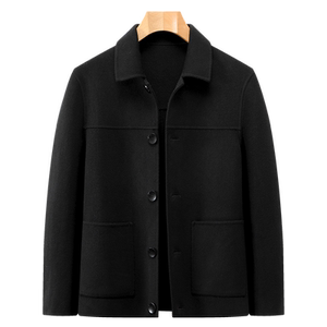 Autumn and winter models plus large size men's double-sided tweed jacket fat man loose casual lapel short wool coat