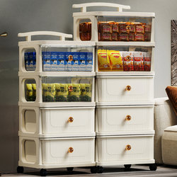 Snack Storage Rack, Floor-Standing Movable Trolley, Household Drawer-Type Storage Cabinet, Multi-Layer Living Room Toy Storage Cabinet