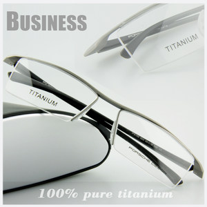 Imported pure titanium glasses frame male half -frame black ultra -light big face fashion business TR90 sports myopia glasses rack