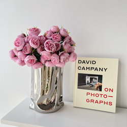 Light Luxury Rose Camellia Artificial Flower Bouquet Vase Decoration Living Room Dining Table Bedroom Fake Flower Desktop Decoration