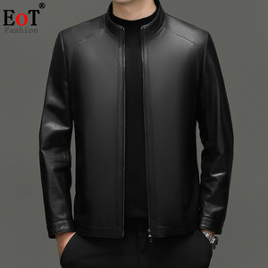 
Autumn top layer vegetable tanned sheepskin Haining men's stand-up collar genuine leather jacket men's business casual leather jacket trendy