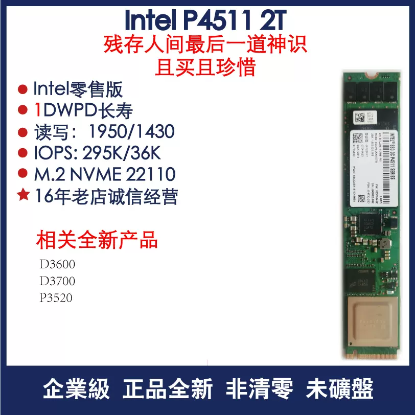 Intel SSD DC P4511 SERIES 1TB M.2 22110 Intel DC P4511 1TB SSD M.2