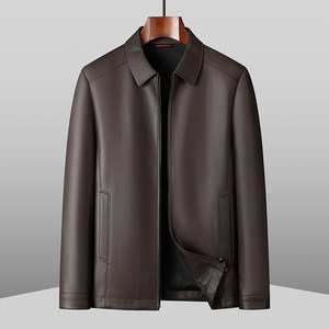 
Autumn and winter new leather jacket men plus size plus size loose fat man business casual lapel leather jacket jacket dad outfit
