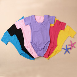 Clearance Cotton Children's Short-Sleeved Gymnastics Leotard for Dance Practice and Performance Basic Skills Gymnastics Outfit 
