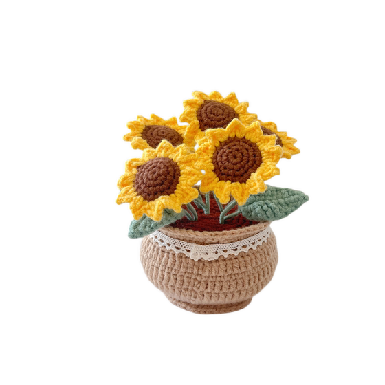Hand-woven DIY yarn bouquet material package tulip small daisy potted crochet homemade ornaments immortal flowers