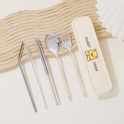 304 Stainless Steel Portable Chopsticks and Spoon Set for Office Workers, Outdoor Cutlery Box, Single-Person Chopsticks and Spoon Storage Box