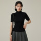 one more2025 summer half turtleneck sweater mid-sleeved women's T-shirt high-end feel bottoming top for women's clothing