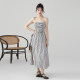 one more2025 summer new slim one-length striped suspender dress for women high-end strapless long skirt