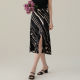 one more small high-waisted a-line skirt for women's summer new high-end temperament striped slit skirt