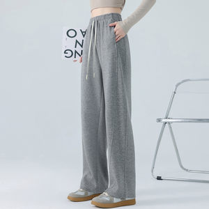 
one more gray sports pants women's casual pants 2025 new straight slim sweatpants summer narrow version wide leg pants