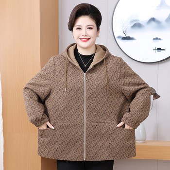 
Mom's spring and autumn short coat casual large size hooded
