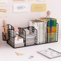 Simple Bookshelf, Desk Storage Rack, Office Desktop, Small Storage Cabinet Next to the Desk, Kidsren's Desk, Wrought Iron Books