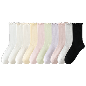 
Socks women's summer thin mid-calf socks mesh breathable confinement cotton socks fungus lace boneless pile socks summer