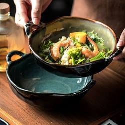 Bowl for Home Use 2025 New Model High Aesthetic Double-Handle Soup Bowl Attractive Noodle Bowl Ceramic Tableware Japanese Style Large Bowl High-End