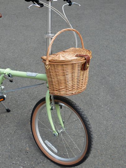 Brompton Rattan Bicycle Basket with Lid - Medium Blue