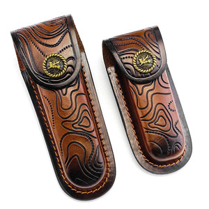 
Folding knife cowhide knife set universal head sheath Swiss army knife set Folding knife leather sheath customized leather knife set