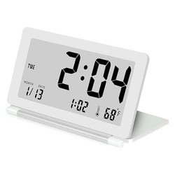 Minimalist Student Ultra-Thin Flip Travel Clock Lcd Digital Alarm Clock Thermometer Foldable Silent Portable Clock