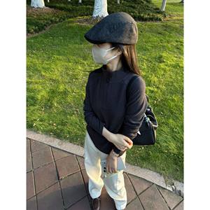 
Little Sun Sweater 'Warm double-sided brushed super soft and waxy slimming half-zip small stand-up collar jacket